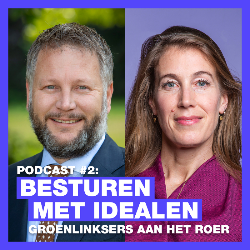Omslagbeeld podcast Besturen met idealen met Corinne Ellemeet en Martijn Dadema